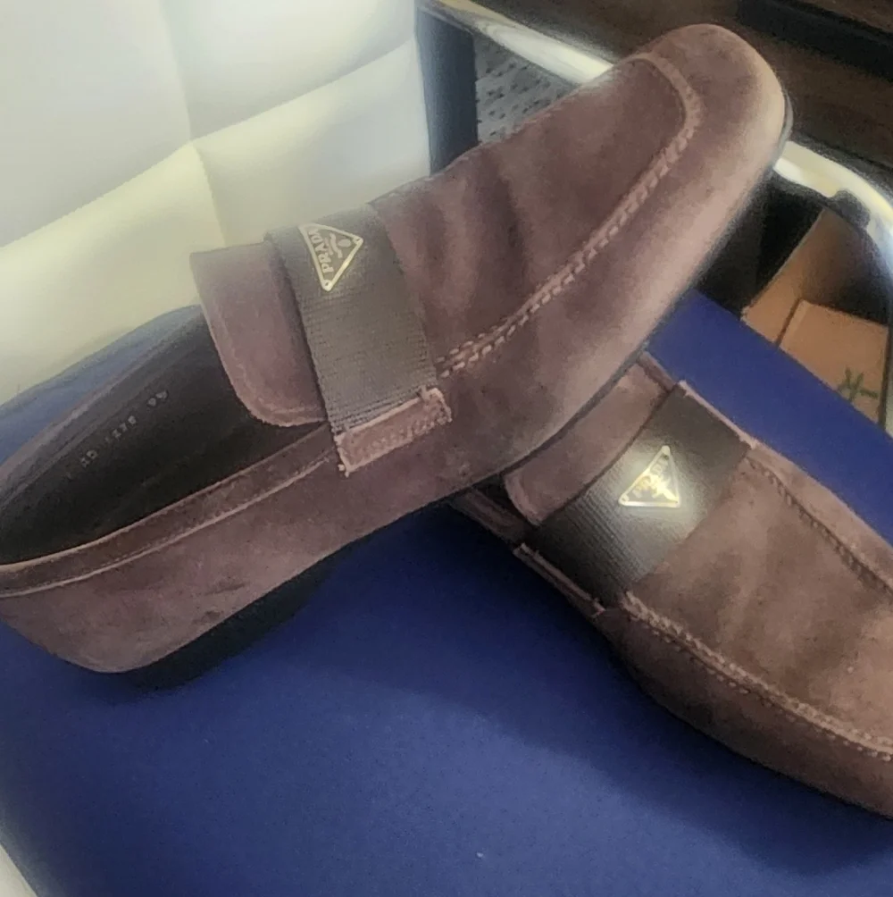 Prada Brown Suede Loafers for‎ Men, Size 9 1/2.